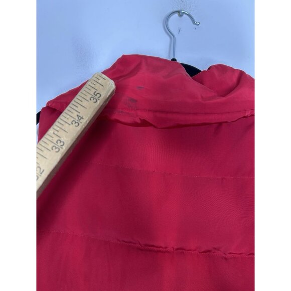 Talbots Red Puffer Sleeveless Zip Up Vest Down Feathers Pockets Size Small - Picture 9 of 10